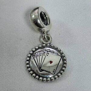 Pandora Playing Cards Poker Casino Vegas Charm, S925 Silver Jewelry